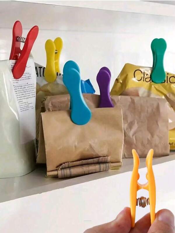 2/8 pièces Clips de sac en plastique : Clips de rangement alimentaire multifonctions, convient à divers sacs en plastique et sacs de collation, idéal pour l'organisation et le rangement de la cuisine