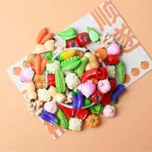 10pcs/30pcs/50pcs Mini Fruit & Vegetable Resin Decor, Pumpkin, Corn, Chili Pepper, Peanut, Ginger Resin Small Models, Tabletop Decoration, Miniature Food Toys, Photography Props, Small Landscape Accents, Home Gifts, Party Favors