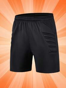Soccer Goalkeeper Shorts With Sponge Protective Elastic Waist, Breathable For Matches And Training - Black - View 1