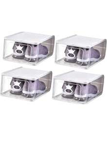Juego de 5 Cajas de almacenamiento para zapatos, apilables, transparentes, organizador de entrada, tamaño grande (blanco) 31.5*21.5*13.5 - Multicolor - Ver 7