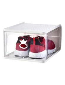 Juego de 4 Cajas de almacenamiento para zapatos, apilables, transparentes, organizador de entrada, tamaño grande (blanco) 32.7*27*17 - Multicolor - Ver 2