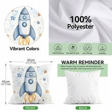 4-teiliges Set Kopfkissenbezug mit Cartoon Weltraum Motiv, einseitig Muster