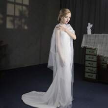 1 Peça Xale Longo de Tule Minimalista Feminino, Acessório Versátil para Festa, Casamento, Bolero