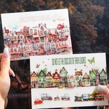 1 Rollo/Bolsa de Cinta, Serie Casa Extravagante, Cinta PET con tema de Casa Vintage y Pueblo, Suministros para Scrapbooking, Accesorios de Cuaderno, Decoración para Cuaderno, Marco de Foto, Funda de Teléfono, Vaso, Revistas de Chatarra, Caja de Artículos de Papelería DIY, Pegatinas Personalizadas, Útiles Escolares, Vuelta al Colegio