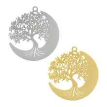 2pcs Fashionable 304 Stainless Steel Gold/Silver Plant & Flower Pattern Pendant, Vacuum Electroplated Durable Craft, Suitable For Necklace, Earrings, DIY Jewelry Making