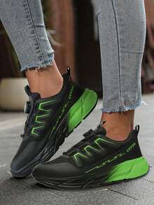 Dian Sen 一双男女通用钢头鞋，带旋转按钮，轻便透气，安全鞋结构防滑，复合材料鞋头，时尚双色粉色，可爱配色，安全训练运动鞋，圣诞礼物