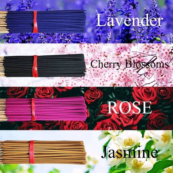 80pcs Natural Incense Sticks - Home Decor, Tea Room & Hotel Use | Suitable For Meditation & Sleep Aid | Scents: Lavender, Cherry Blossom, Rose, Jasmine, Ideal Holiday Gift