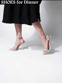 Baby Blue Barely There Strappy Heels For Women Open Toe Ankle Strap Stiletto Sandals Dress Shoes Wedding Bridesmaid Sandals - 藍色 - 查看 2