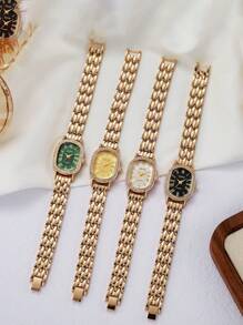 1 Stück XSVO authentische Luxus Damen Armbanduhr aus Stahl mit Strass besetztem Zifferblatt, modisches und elegantes Römische-Ziffern Design