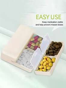 1pc 7-Day Pill Organizer Box, Divided Design, Suitable For Travel, Store Medicines, Vitamins And Fish Oil Supplements, Foldable Double-Layer Storage Box, Magnetic 7-Compartment Pill Case