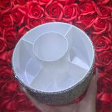 1pc White Luxury Crystal Rhinestone Decor Desktop Pen Holder, Creative Clay Glue Rhinestone Decor Makeup Brush Organizer, Fashionable Beauty Tool,For Holiday Beach, Bathroom Collection, Bedroom Collection, Large Capacity