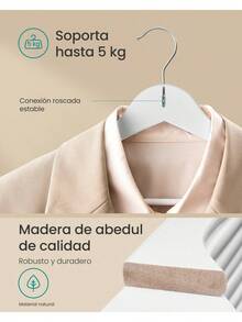 Trägalge, 20-delars set, tunn, med ett skåra på axeln, byxgalge, 360° roterande krok, björkträ, strumpebandshållare och jacka, molnvit, torkställning, garderobsorganisatör, multifunktionell byxgalge, halsduks- och slipsställ, förvaringsställ för hushållsbyxor - Multifärgad - Visa 4