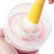 130g Flower Solid Soap 2 In 1 Brush Cleaner Soap With Silicone Pad, Cleaning Makeup Brushes & Sponge Puff