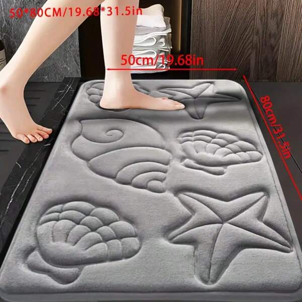 1pc Memory Foam Bath Mat, Soft Non-Slip Absorbent Bath Rug, Machine Washable Shower Mat, Suitable For Home Bathroom, Bathroom Accessories, Bathroom Decor, Kitchen, Laundry Room, Bedroom, Shower, Indoor Mats, Durable Bathroom Entry Floor Mat Back To School