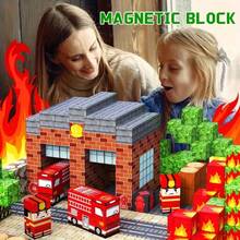 磁性积木 - 消防员和消防车玩具套装，儿童益智玩具，课堂教学套装，理想的圣诞节和万圣节礼物，随机颜色，教室建筑玩具 | 可爱的设计 | 耐用的 ABS 材料，消防车玩具套装 - 彩色 - 查看 3
