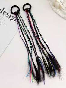 1 pezzo Parrucca con treccia intrecciata per donne, accessorio per capelli con corda colorata annodata in stile box braid, fascia elastica per capelli (il colore della corda è casuale)