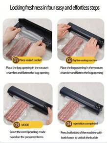 1pc USB Rechargeable Vacuum Sealing Machine, Food Packaging Device, Auto Vacuum Sealer For Foods, Meats, Fruits, Vegetables, Portable Vacuum Sealer Kit With 10 Bags, Ideal For Kitchen & Outdoor Picnic, Perfect Gift