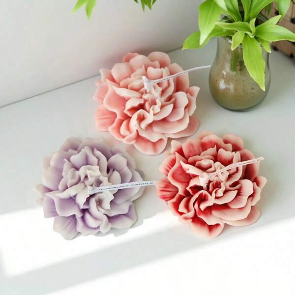 3D Carnation Silicone Candle Mold, Floral Shaped Wax Melt Silicone Mold For DIY Candle Making, Soap, Cement, Resin Crafts, Aromatherapy Decoration, High Quality, Easy Demold, Reusable