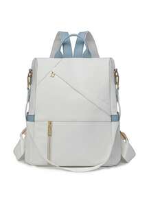 Women Fashion PU Laptop Backpack Bag Anti-Theft Waterproof 019 - 藍色 - 查看 11