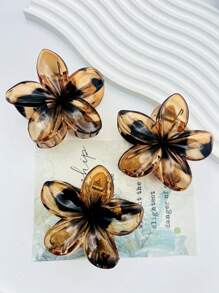 3pcs/1pc Women 3.15in/8cm Black Leopard Print & Red Flower Shaped Plastic Hair Claws, Elegant, Chic, Versatile, Lightweight, Suitable For Ponytail, Bun, Daily Casual, Party, Commute, Vacation Claw Clips Hair Clips Hair Jaw Clip Hair Clamps Hair Clutch Hair Catcher Clip