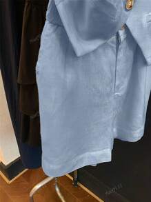Conjunto de chaqueta y pantalones cortos de lino sin mangas informal/de verano para mujer