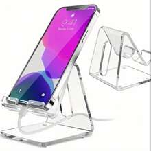 2 stuks transparante acryl telefoonhouder voor op het bureau, dikkere telefoonstandaard voor thuis en op kantoor, creatieve accessoires voor in de studentenkamer, kunststof structuur, veelzijdig voor het weergeven van telefoon en tablet en tv-kijken, willekeurige kleuren
