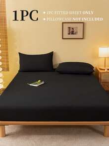 1 pieza Sábana ajustada sólida, Ropa de cama, Protector de colchón, Cubrecama, Sábana, Textil para el hogar acogedor, Protector de colchón transpirable y antipelusas, Cubrecama minimalista, Decoración del hogar en múltiples colores
