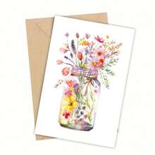 1PC Watercolor Flowers Greeting Cards, Flowers Floral Botanical, Lank Cards, Olded Stationery, For Every Occasion, Bestie Gift For Easter, With Envelope