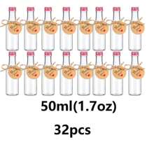 32pcs/1pc/5pcs Mini Petite Empty Transparent Body Plastic Wine Bottle Waterproof, With A Small Funnel For Easy Filling, Screw Cap Sealing Is Not Easy To Leak, Multiple Sizes To Choose From, Suitable For Weddings, Parties, Alcohol, Gin, Whisky, Spirits.
