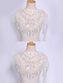 1 pieza/2 piezas Chal/Bufanda de mujer de unicolor/estampado de encaje con flecos, casual y versátil para primavera/verano - bufanda triangular - Ver 36