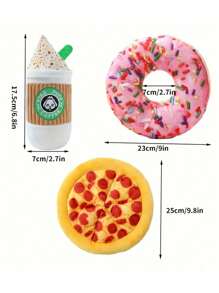 1PC Plush Dog Toys Doughnut Pizza Shape Pet Squeaky Toys For Small Large Dogs Cleaning Teeth Puppy Chew Toys Pet Supplies
