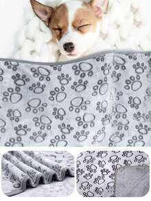 Pet Blanket, Dog Paw Print, Suitable For All Seasons. Soft And Warm Pet Blanket For Small, Medium, And Large Dogs. Pet Accessories For Dogs, Cats, And Pets