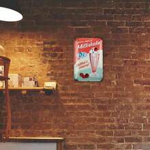 Vintage USA Diner Milkshake Tin Sign – Retro Metal Wall Decor With Strawberry & Ice Cream Design, 8x12 Inch, Perfect For Coffee Shops, Bars, And Home Décor, Bar Decor - 8x12in - Xem 6
