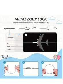 2-4pcs Aluminum Luggage Tag Set, Simple Plane Pattern, Stainless Steel Loop, Airplane Boarding Tags For Travel Carrying Identification, Travel Essentials|Stainless Steel Loop| Luggage Tag, Luggage Tags - MultiWarna - View 7