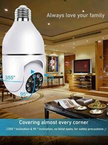 1 pezzo Telecamera E27 HD, visione remota senza fili e Wi-Fi a 360 gradi, rilevamento del movimento e allarme, audio bidirezionale e illuminazione notturna, ideale per la sicurezza domestica, assistenza agli anziani e ai bambini, con visione notturna incorporata, supporto per archiviazione cloud e scheda microSD - perfetto per il monitoraggio di bambini e animali domestici e la sicurezza domestica - ideale come regalo per la famiglia