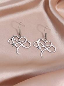 不锈钢十字心形设计创意优雅吊坠耳环镀银首饰女士礼物