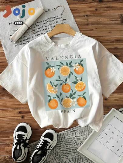 Novo estilo de primavera, camiseta esportiva infantil de algodão puro, macia e confortável, gola redonda, estilo universitário de rua, manga curta, pintura a óleo em grade de nove quadrados, top estampado com pintor impressionista