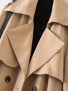 Trench abrigo de las mujeres en la sección larga de la primavera y el otoño nueva versión coreana del popular estilo británico sobre la chaqueta de abrigo de la rodilla - Caqui - Ver 7