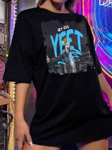 Camiseta de Mujer 'Yeet' de Jey Uso - Sueño Americano, Pesadilla Americana, Cody Rhodes, Roman Reigns, WWE, Lucha Libre - Negro - Ver 2