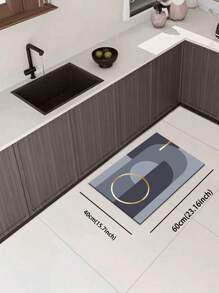 1 pezzo Tappeto da pavimento per cucina di alta qualità in composito di diatomite grigio con strisce dorate, ammortizzante anti-affaticamento, assorbente, in gomma siliconica leggera, spessore 3 mm, adatto per cucina, bagno, ingresso, lavanderia