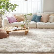 Alfombras OLANLY para sala de estar y dormitorio, lavables a máquina de 4x5.9 pies, alfombra suave y esponjosa junto a la cama, alfombra de interior para niños y niñas, dormitorios, habitaciones de guardería, decoración estética del hogar, color marfil - Beis - Ver 5