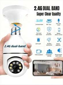 1 pezzo Telecamera E27 HD, visione remota senza fili e Wi-Fi a 360 gradi, rilevamento del movimento e allarme, audio bidirezionale e illuminazione notturna, ideale per la sicurezza domestica, assistenza agli anziani e ai bambini, con visione notturna incorporata, supporto per archiviazione cloud e scheda microSD - perfetto per il monitoraggio di bambini e animali domestici e la sicurezza domestica - ideale come regalo per la famiglia