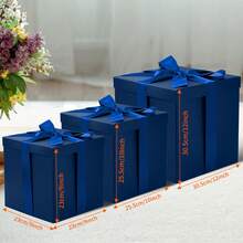 1 Caja de regalo de cumpleaños mediana con tapas, cinta y papel de seda, caja de regalo plegable, de 9x9x9 pulgadas - Azul - Ver 5