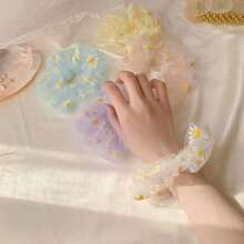4/8 Stück einfache Haargummis, elastische Scrunchies mit Gänseblümchen Muster, Mesh Haarseil Zopfhalter, Damen Haarzubehör, weiche und süße elastische Haargummis als modisches Haarzubehör und Valentinstags-Geschenk, Zopfhalter, Haargummis, Haargummiringe