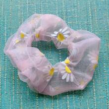 4/8 Stück einfache Haargummis, elastische Scrunchies mit Gänseblümchen Muster, Mesh Haarseil Zopfhalter, Damen Haarzubehör, weiche und süße elastische Haargummis als modisches Haarzubehör und Valentinstags-Geschenk, Zopfhalter, Haargummis, Haargummiringe