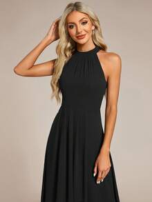 EVERPRETTY Elegant Pleated Chiffon Black Bridesmaid Dresses Formal Dress Wedding Guest Gown