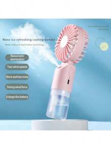 Ventilateur portable rechargeable à main mini avec fonction d'humidification, design pliable, chargement USB, convient pour une utilisation extérieure et intérieure en été