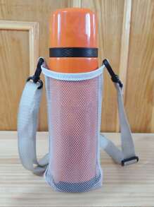1pc Sports Water Bottle Mesh Bag With Shoulder Strap, Adjustable, Portable Water Cup Holder, Universal Insulated Bottle Pouch For Outdoor Sports, Camping, Travel