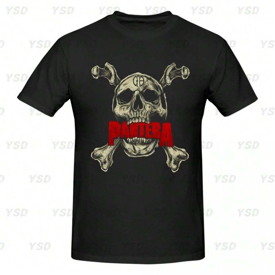 Fashion-2025 Summer PANTERA Pop Numetal Band Men's And Women's Cotton Printed Short Sleeve T-Shirt High Quality T-Shirt - màu đen - Xem 1