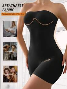 Slimers Strapless Shapewear Bodysuit Butt Lifter Body Shaper For Women Under Dress Tummy Control Full Body Shapewear - Black - View 3
